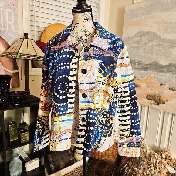 New Requirements Geometric Print Swirl Detail Lightweight Jacket. XL Fit - Picture 8 of 12